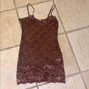 Brown lacy see-through love culture shirt